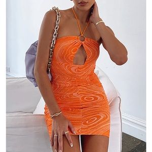 White Fox Boutique Give Me More Mini Dress- Orange Swirl
